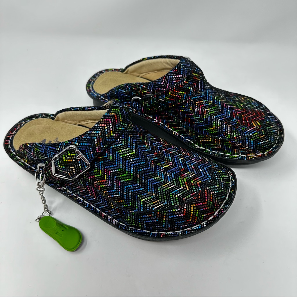 Nwob Alegria Seville Clog In Ric Rack Rainbow Size 6 / 6.5